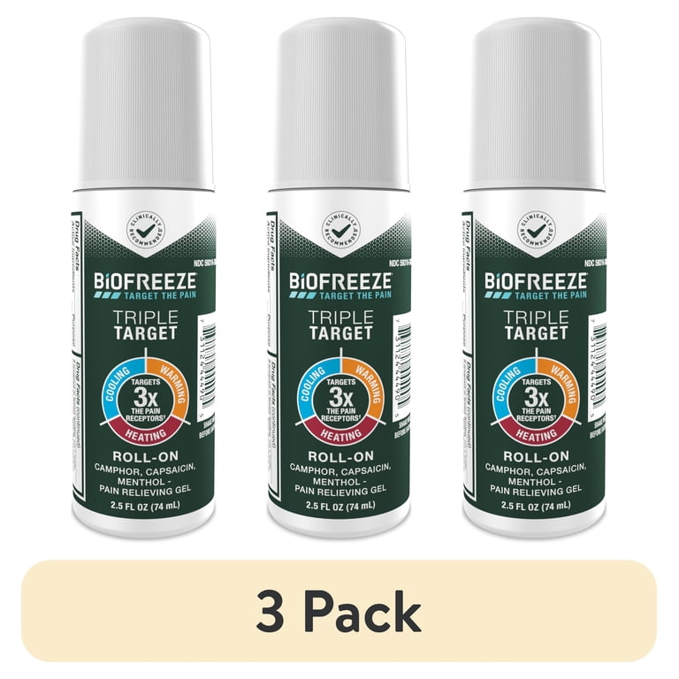 3 pack) Biofreeze Triple Target Muscle & Arthritis Pain Relief