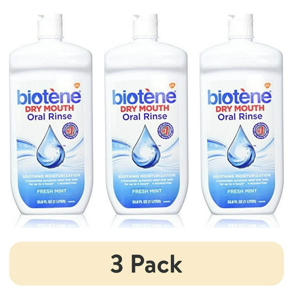 (3 pack) Biotene Dry Mouth Oral Rinse for Dry Mouth Symptoms 33.8 FL OZ