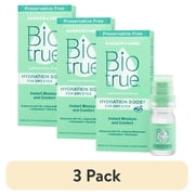 3 pack Biotrue Hydration Boost Preservative Free Eye Drops for Dry Eyes and Lubricant, 10 ml