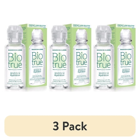 (3 pack) Biotrue Original Multi-Purpose Contact Lens Solution by Bausch + Lomb, Travel Size, 2 fl oz