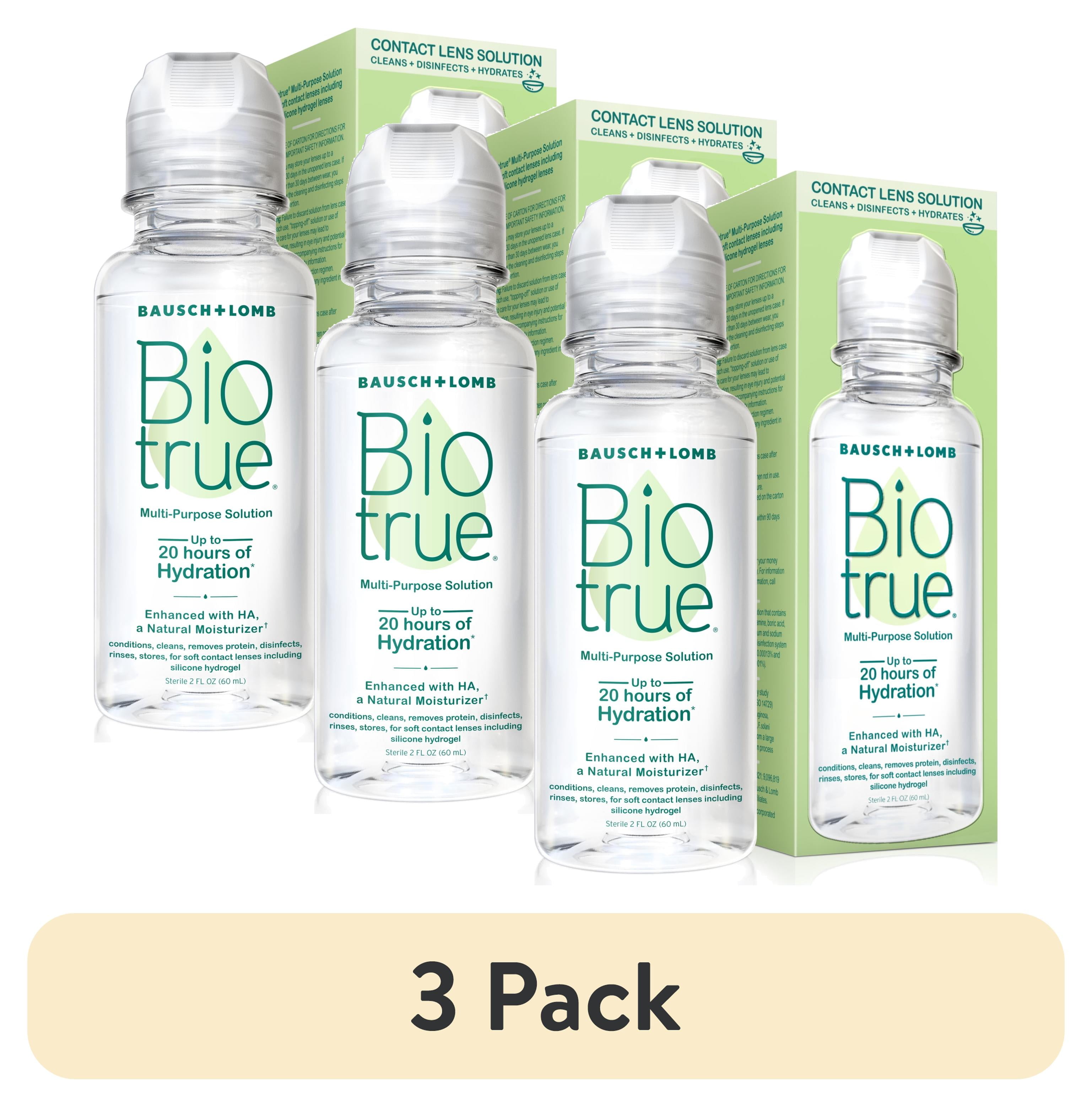 (3 pack) Biotrue Original Multi-Purpose Contact Lens Solution and Cleaner with Lens Case, 2 fl oz
