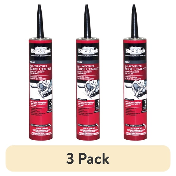 (3 pack) Black Jack All-Weather Plastic Roof Cement Tube, 10 Oz.
