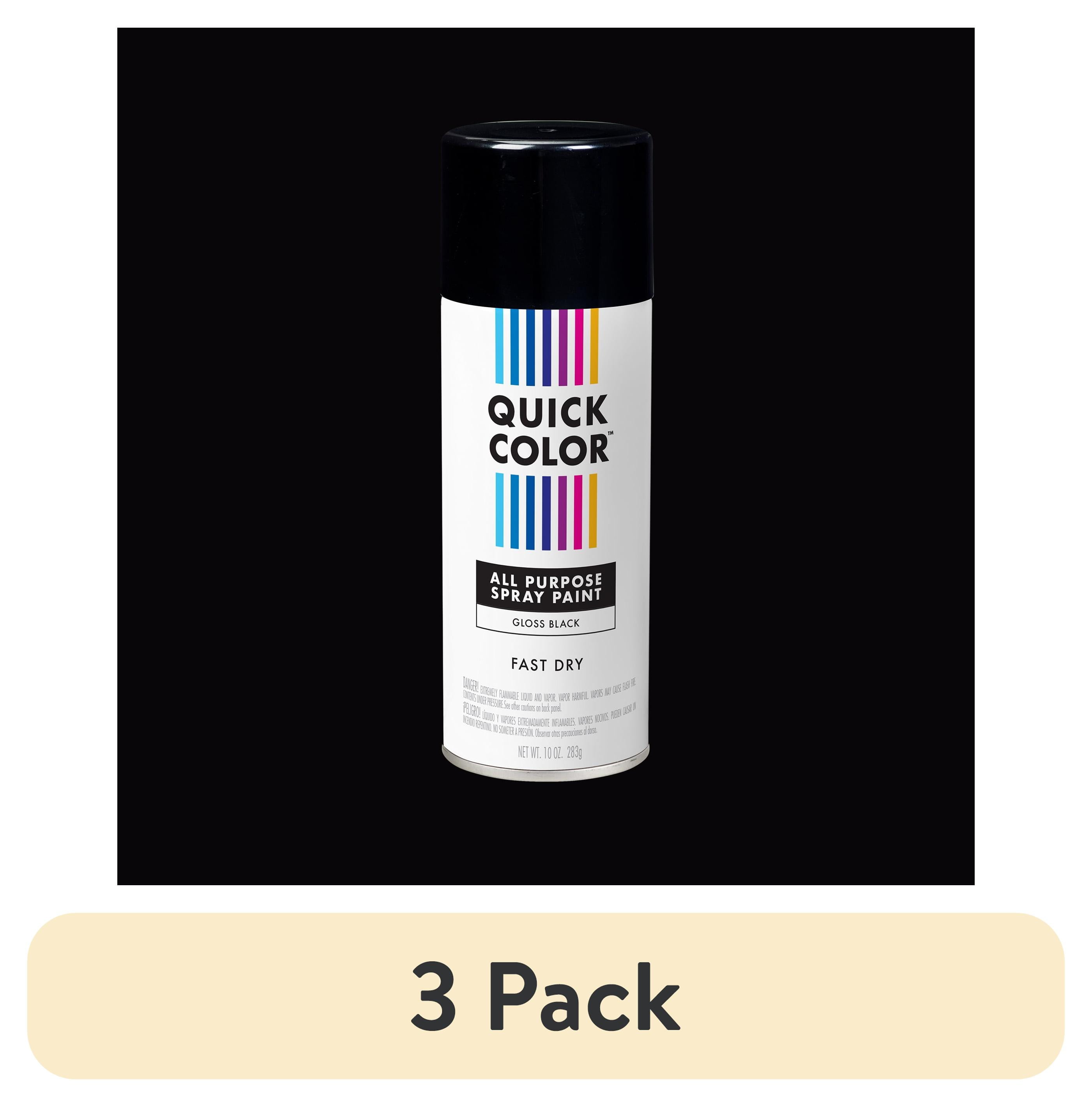 (3 pack) Black, Quick Color All Purpose Gloss Spray Paint-391192, 10 oz