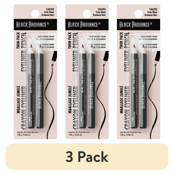 (3 pack) Black Radiance Twin Pack Eyeliner Pencil - Truly Black