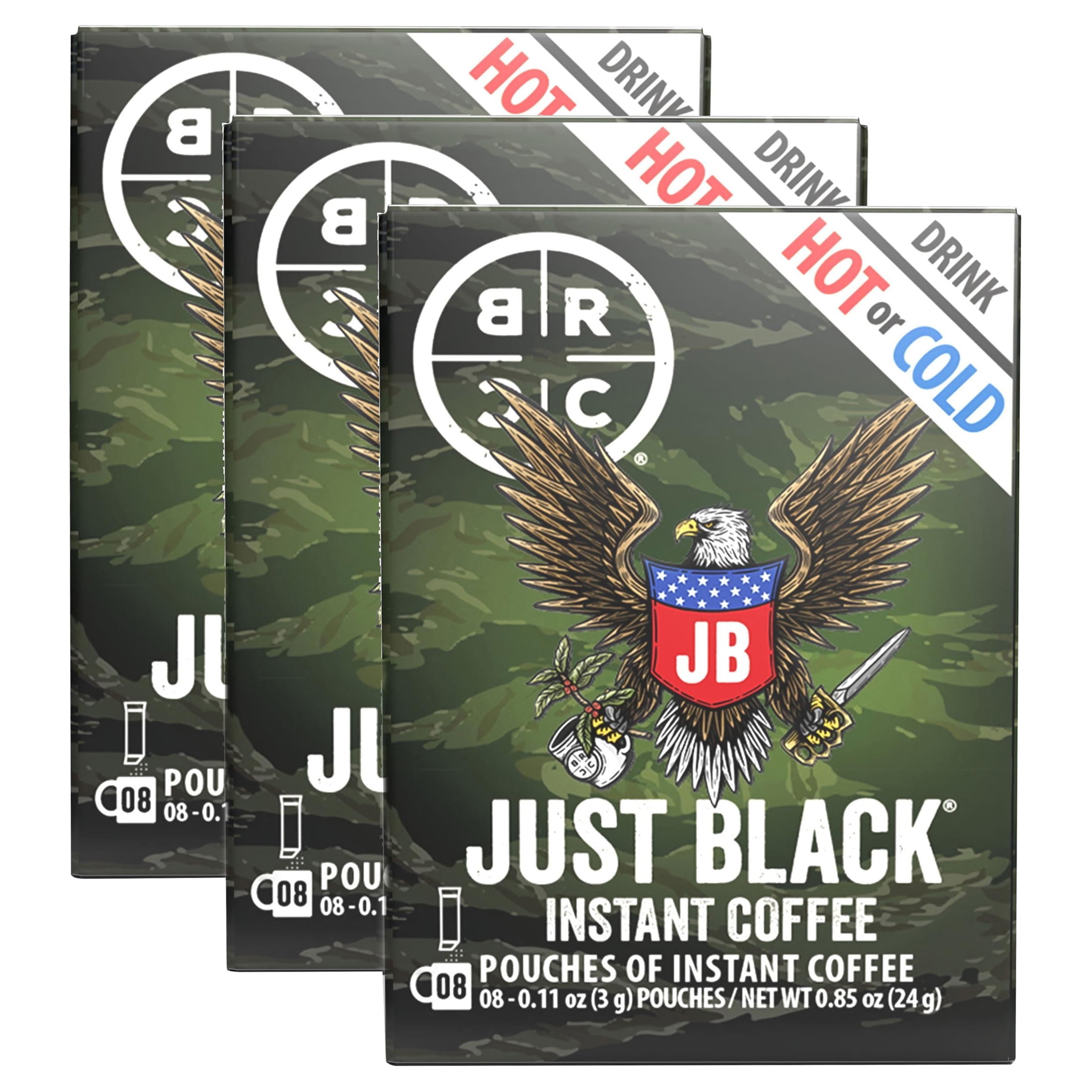 3 pack) Black Rifle Coffee Company Just Black Instant Coffee
