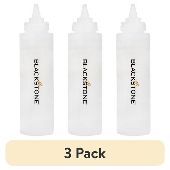 (3 pack) Blackstone Flexible Plastic Squeeze Bottle with Twist-on Cap, 32 oz - 3 in L x 3 in W x 11.42 H
