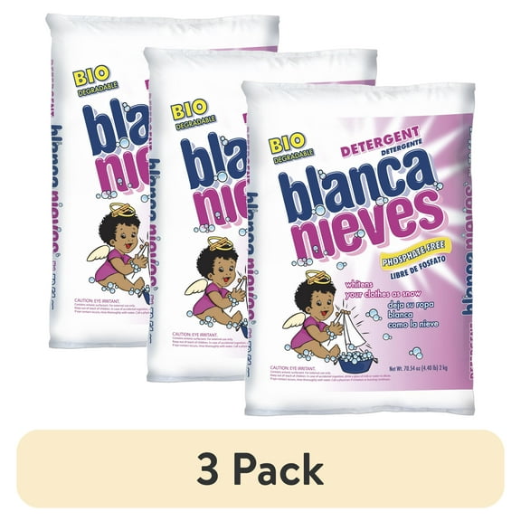 (3 pack) Blanca Nieves Laundry Detergent, Household Use, All Ages, Safe for Colors & Whites, Powder Cleanser with Anionic Surfactant, 70.54 oz