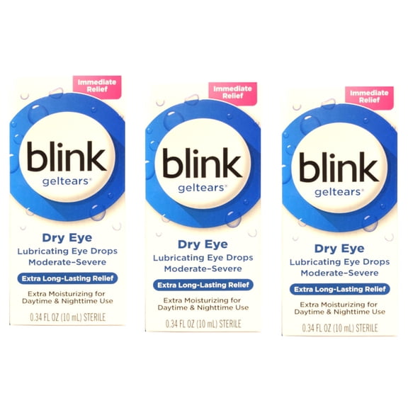 (3 pack) Blink Gel Tears, Lubricating Eye Drops 0.34 fl oz