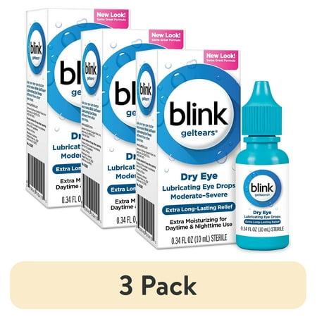 (3 pack) Blink Gel Tears Lubricating Eye Drops Moderate-Severe Dry Eye 10 ML