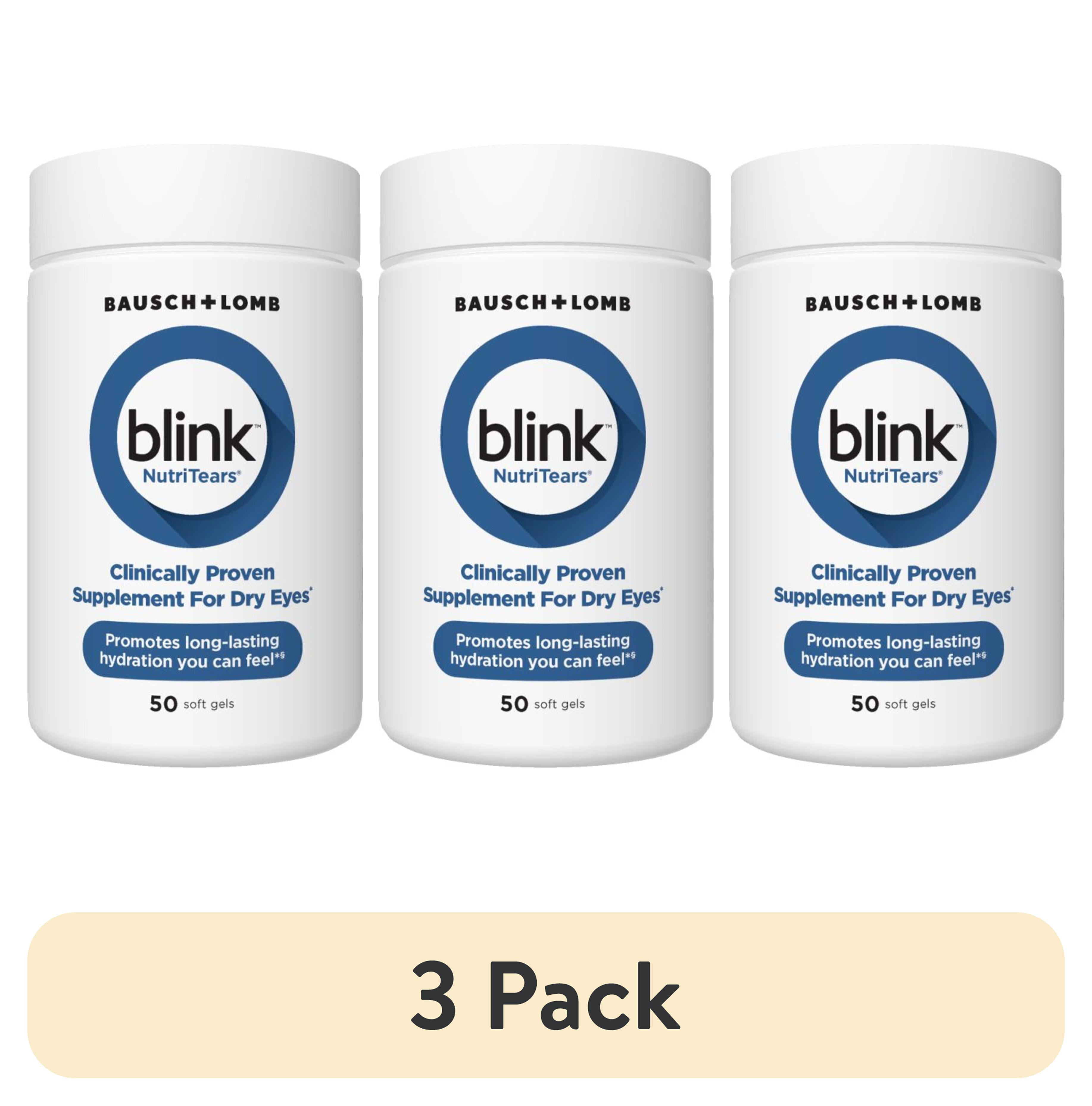 (3 pack) Blink NutriTears Vitamin and Supplement for Dry Eye Care and Vision Health with Lutein and Zeaxanthin Softgels, 50 Count