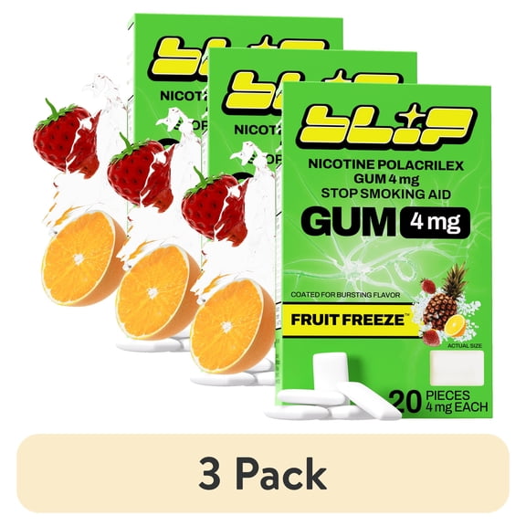 (3 pack) Blip Nicotine Gum, 4 mg, Fruit Freeze, 20 Count