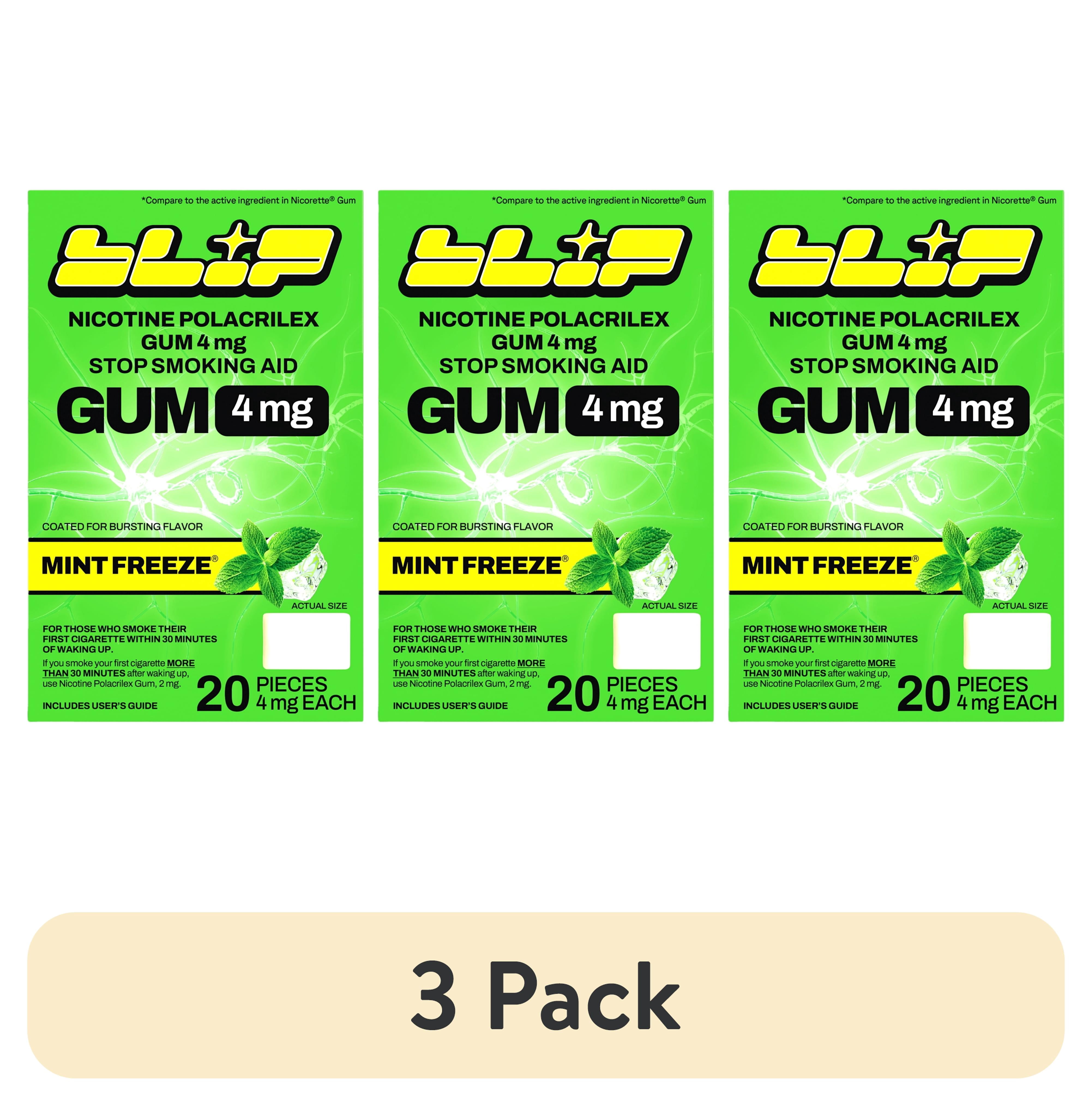 (3 pack) Blip Nicotine Gum, 4 mg, Mint Freeze, 20 Count