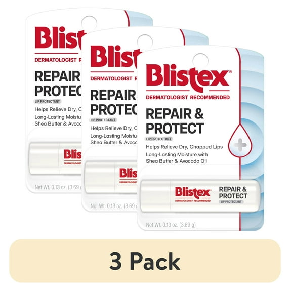 (3 pack) Blistex Repair & Protect - Advanced Medicated Lip Care for Dry, Chapped Lips - 1 Count, 0.13oz