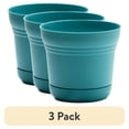 thumbnail image 1 of (3 pack) Bloem Saturn 10" Round Plastic Planter - Indoor/Outdoor, Snap-in Saucer & Drainage Holes, Bermuda Teal, 1 of 9