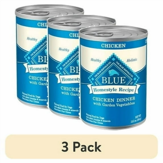(3 pack) Blue Buffalo Homestyle Recipe Adult Wet Dog Food, Chicken Dinner, 12.5-oz. Can