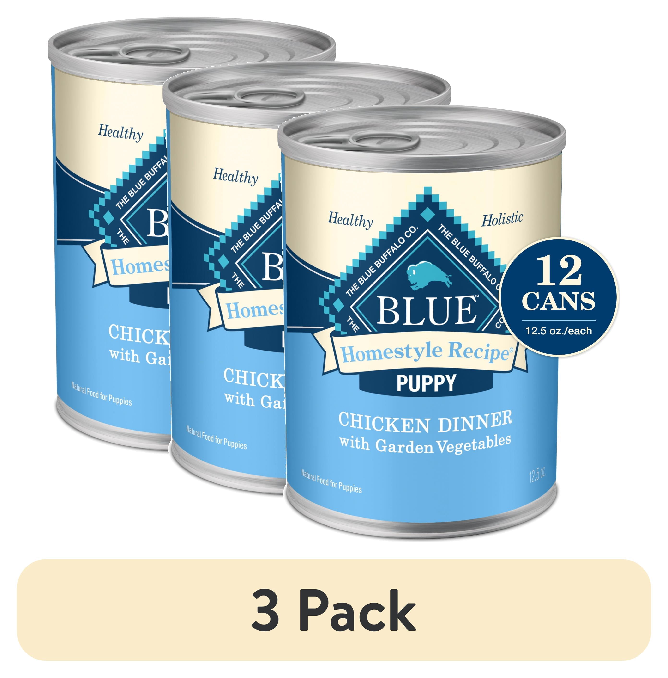 (3 pack) Blue Buffalo Homestyle Recipe Puppy Wet Dog Food, Chicken Dinner, 12.5-oz. Cans (12 count)