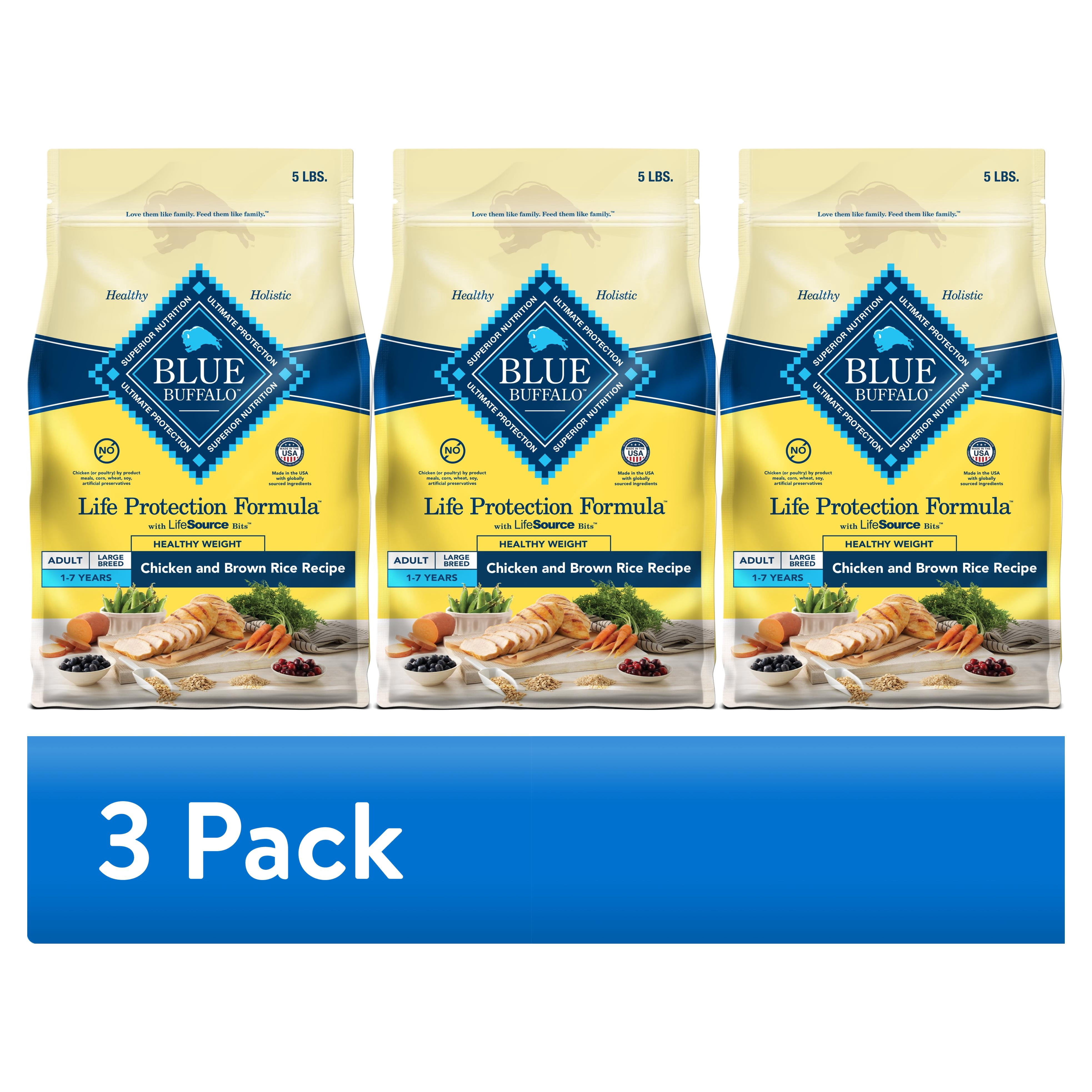 (3 pack) Blue Buffalo Life Protection Formula Healthy Weight Adult Dry Dog Food Chicken 5lb Bag