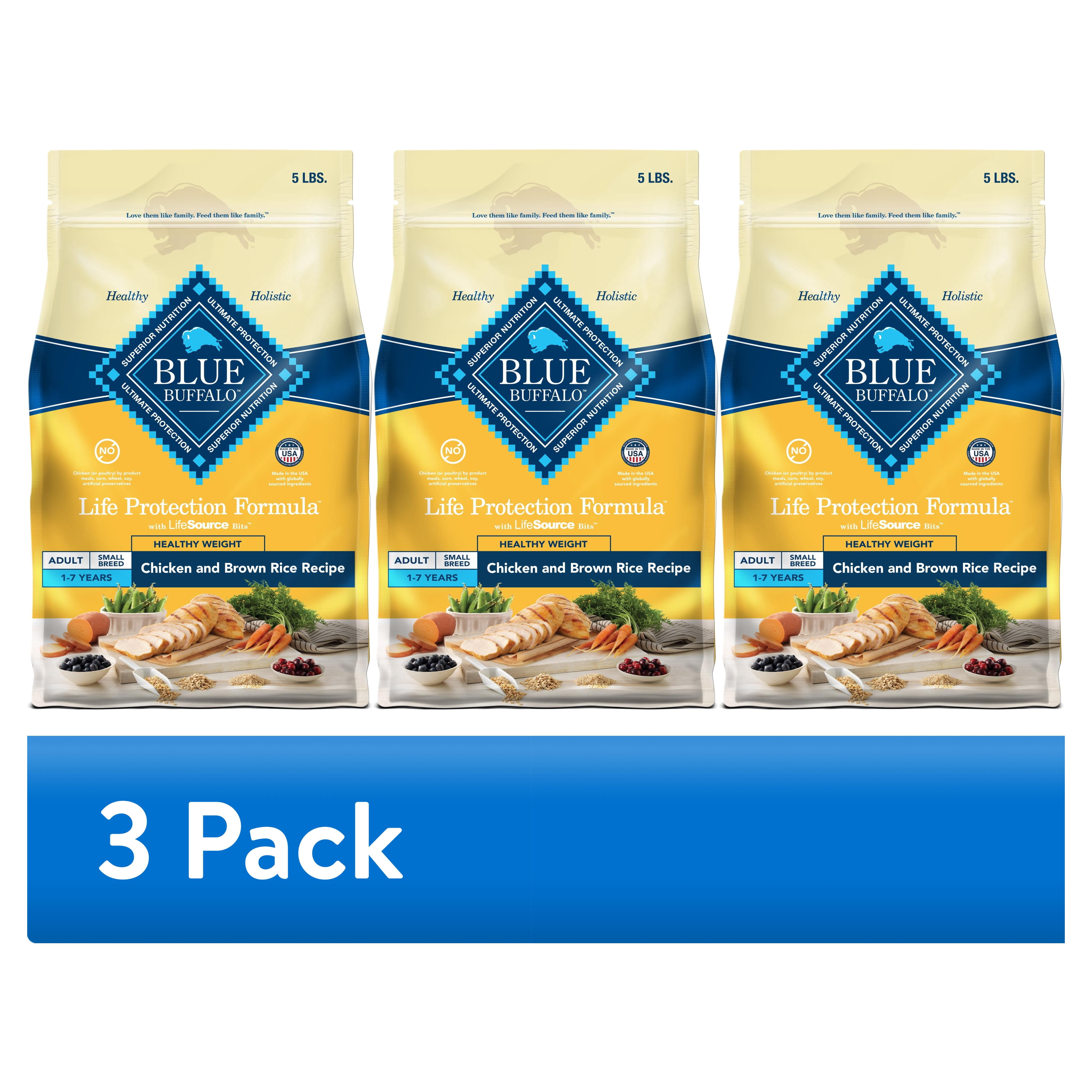 (3 pack) Blue Buffalo Life Protection Healthy Weight Small Dry Dog Food Chicken & Rice 5lb Bag