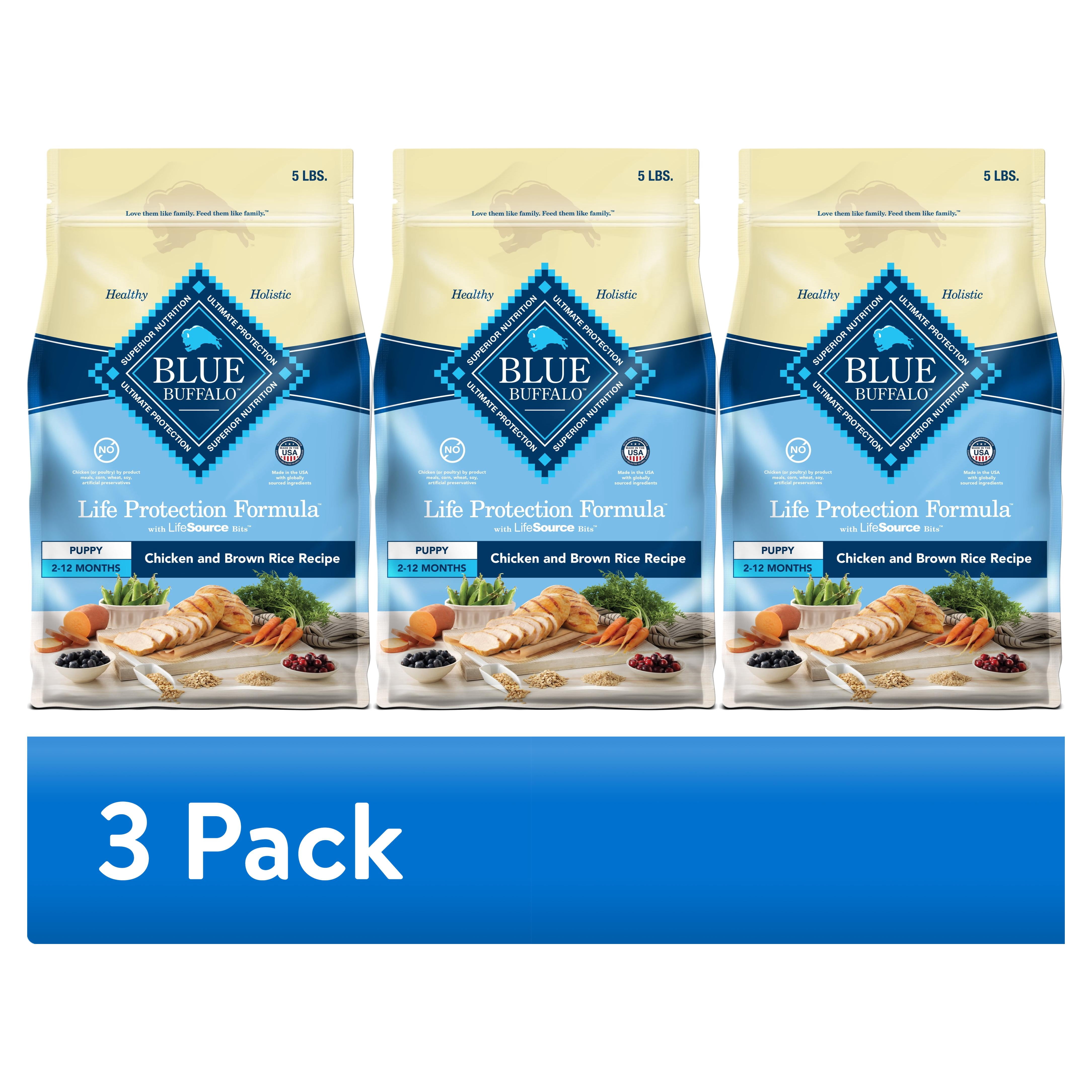 (3 pack) Blue Buffalo Life Protection Formula Puppy Dry Dog Food Chicken & Brown Rice 5lb Bag