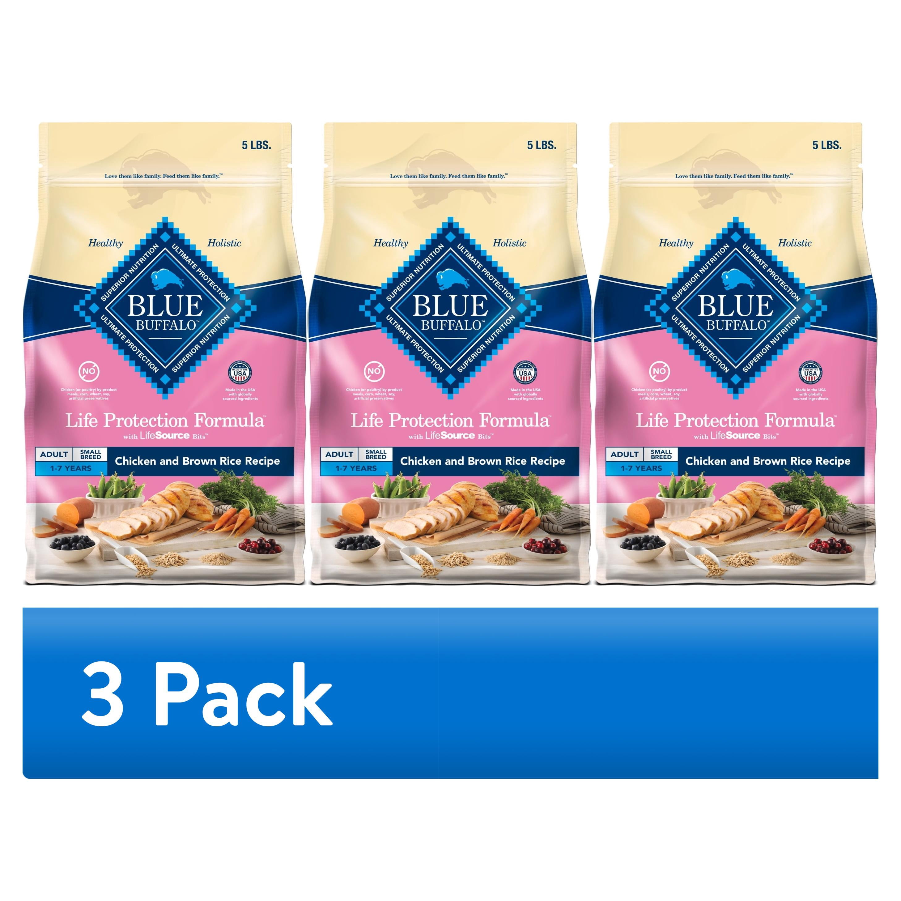 (3 pack) Blue Buffalo Life Protection Formula Small Breed Dry Dog Food Chicken & Brown Rice 5lb Bag