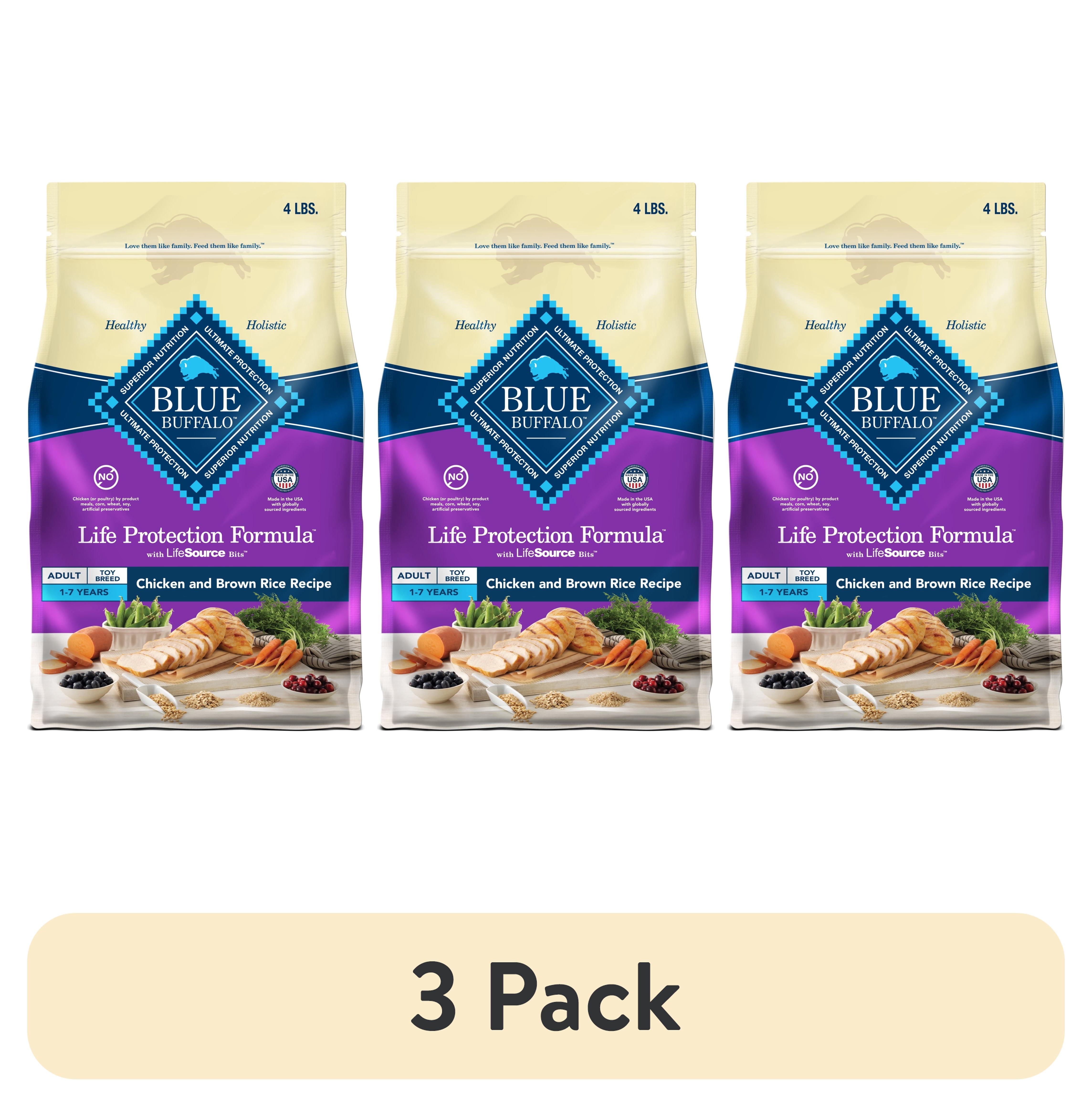 (3 pack) Blue Buffalo Life Protection Formula Toy Breed Dry Dog Food Chicken & Brown Rice 4 lbs.