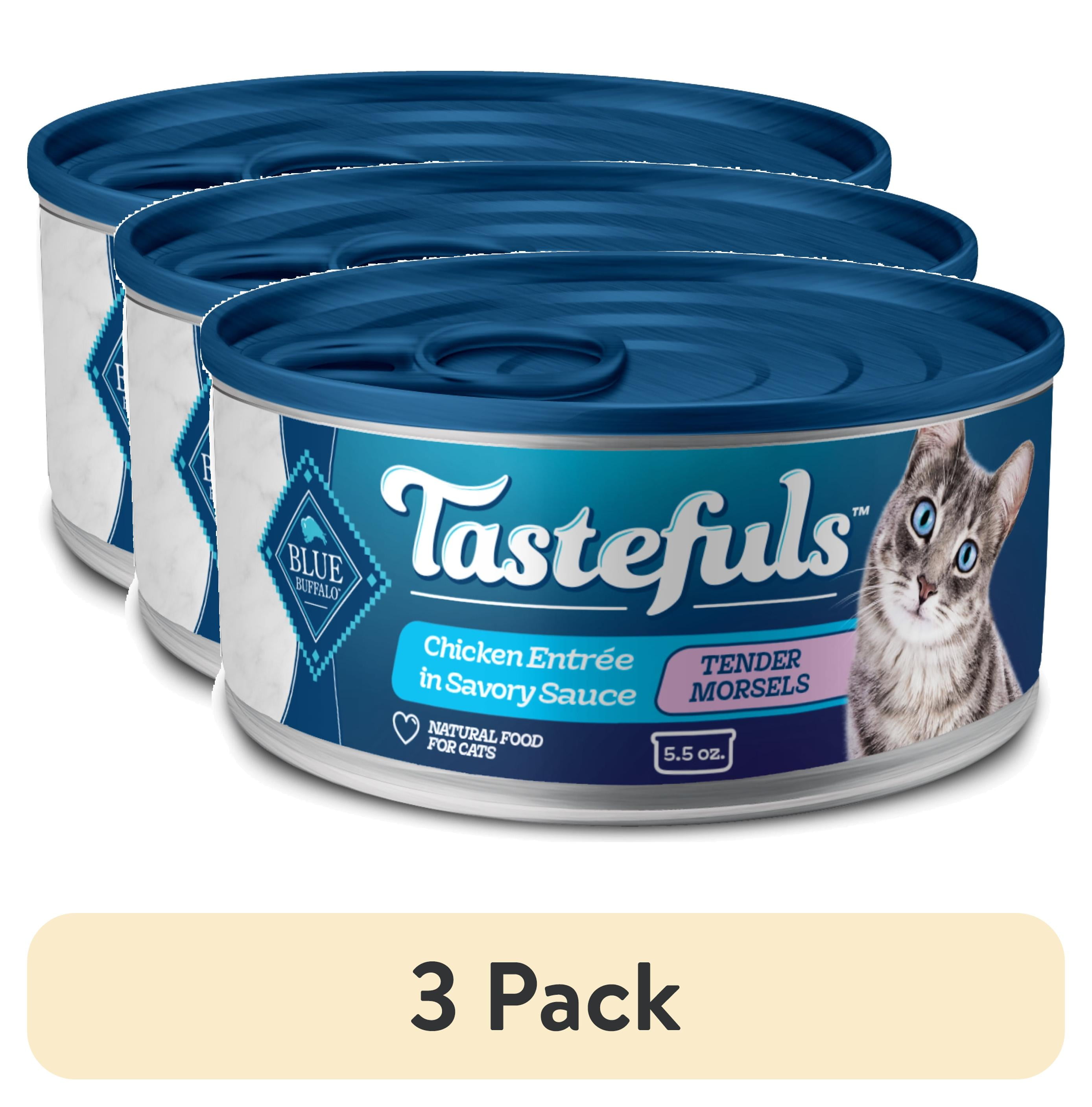 (3 pack) Blue Buffalo Tastefuls Adult Cat Wet Food, Chicken Morsels in Gravy, 5.5-oz. Can