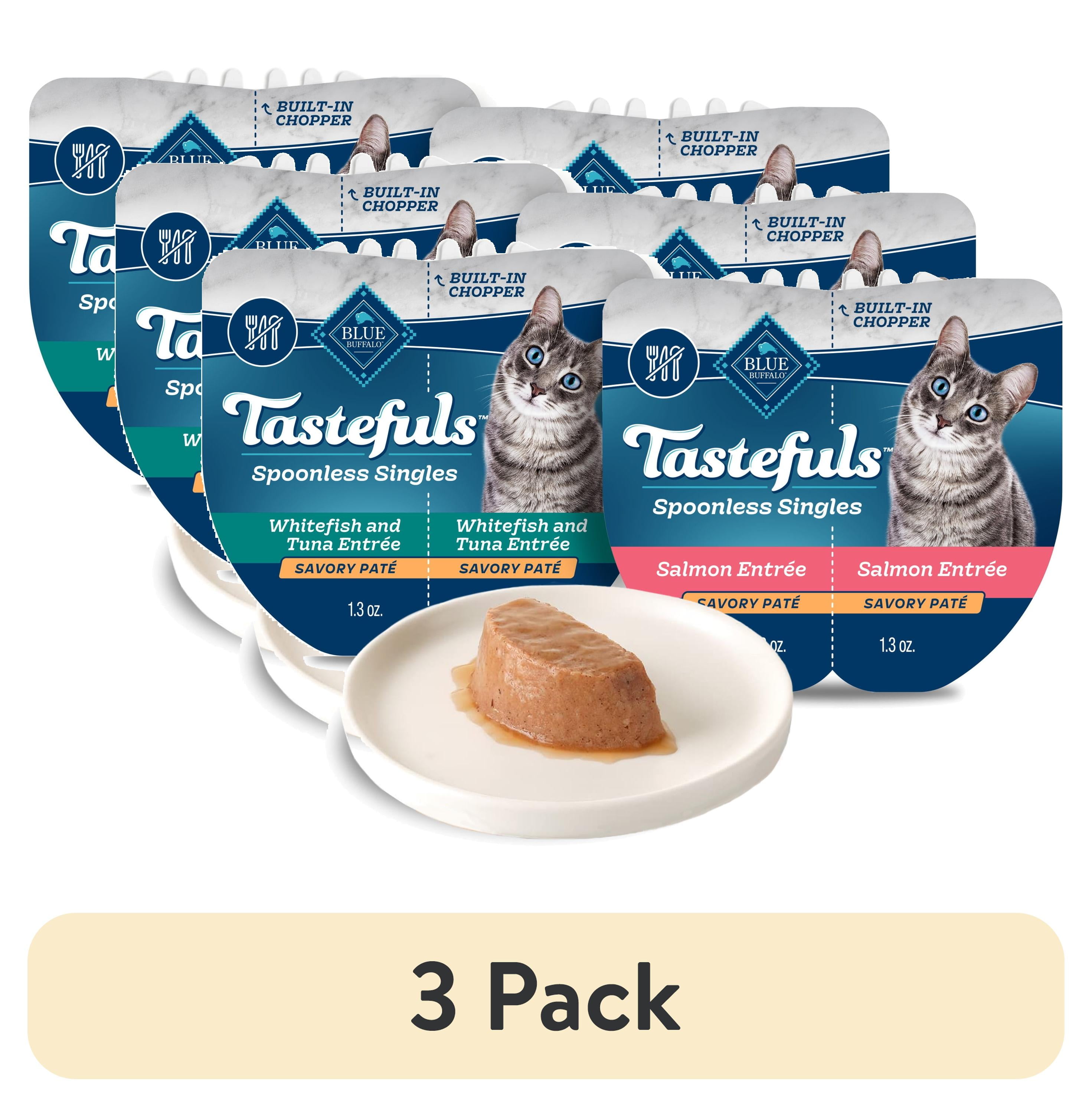 (3 pack) Blue Buffalo Tastefuls Spoonless Singles Variety Pack, Wet Cat Food Pate, 2.6-oz. Twin Packs (12 Count)