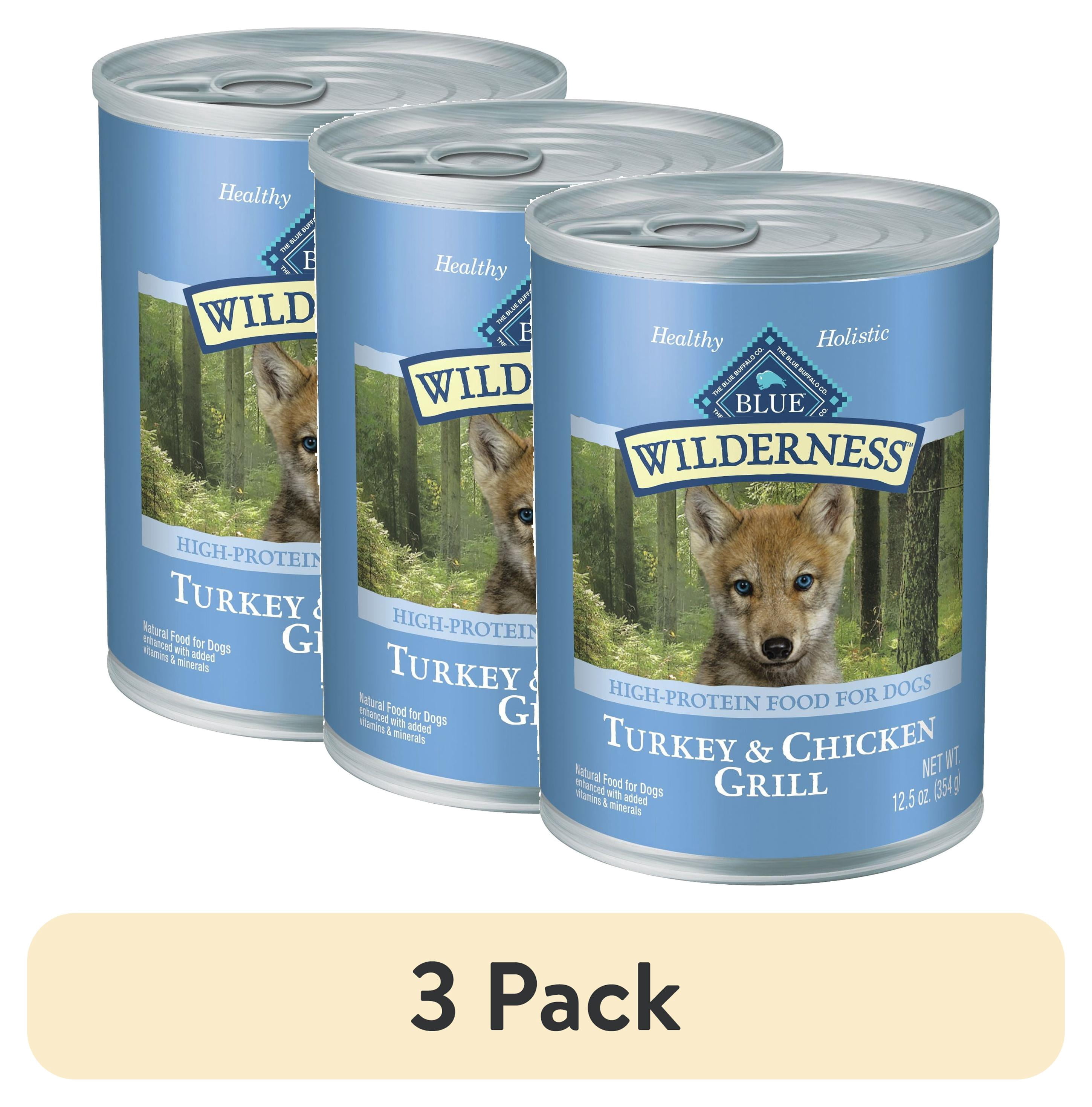 (3 pack) Blue Buffalo Wilderness Wet Puppy Food, Turkey & Chicken Grill, 12.5oz