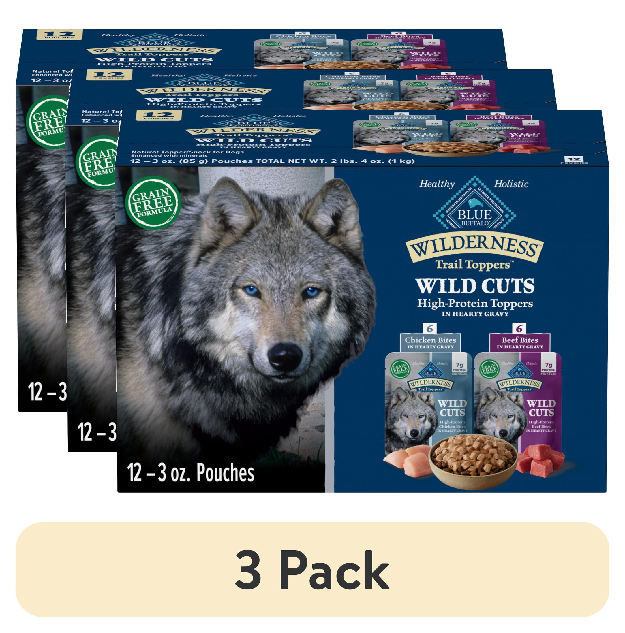 (3 pack) Blue Buffalo Wilderness Trail Toppers Wild Cuts Wet Dog Food, Chicken & Beef, 3oz (12 CT)