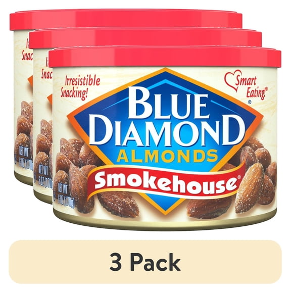 (3 pack) Blue Diamond Almonds, Classic Smokehouse Flavored Healthy Snack Nuts Perfect for Snacking and On-The-Go, 6 oz