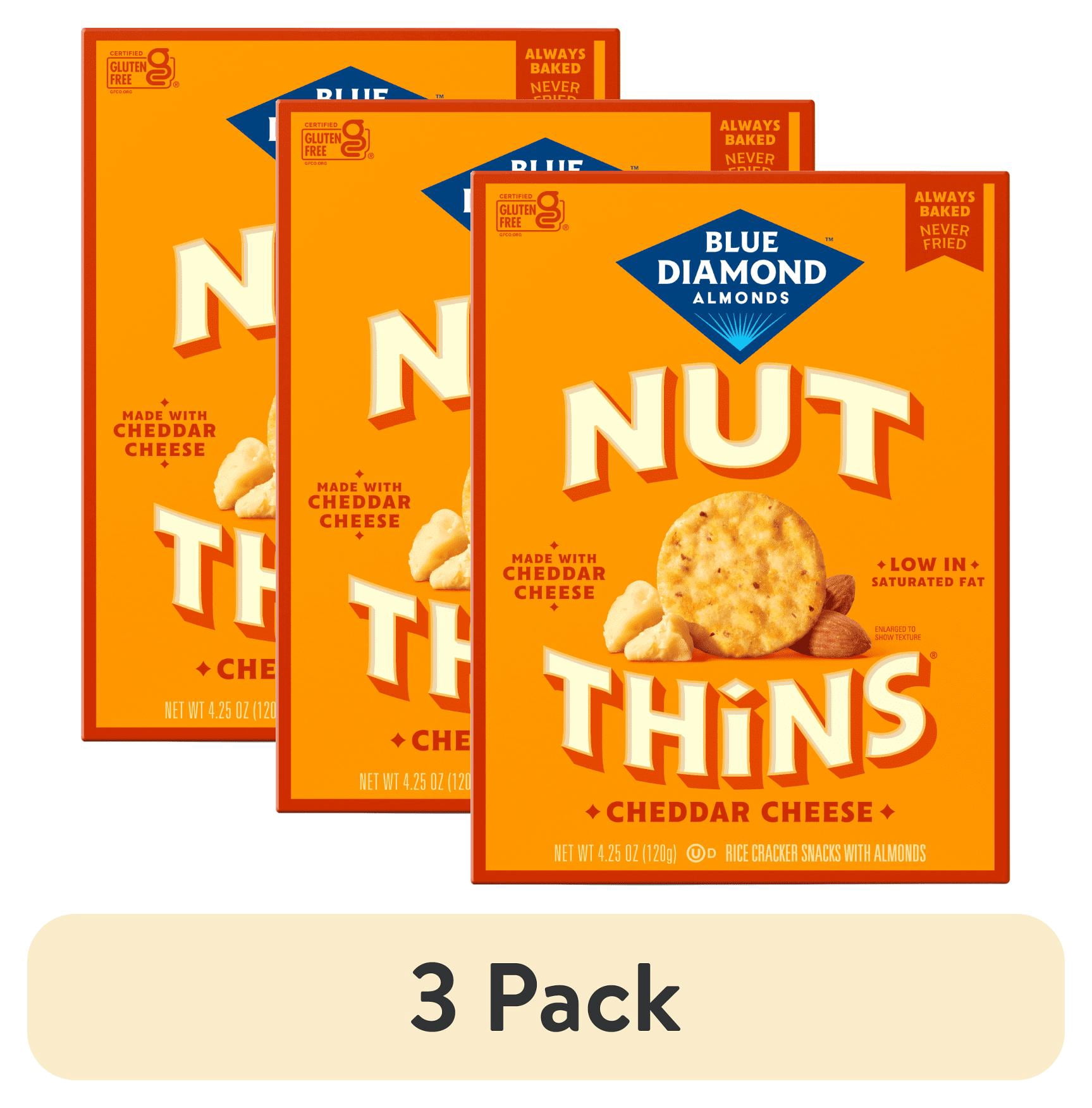 (3 pack) Blue Diamond Almonds Nut-Thins, Cheddar Cheese, Snack Crackers ...
