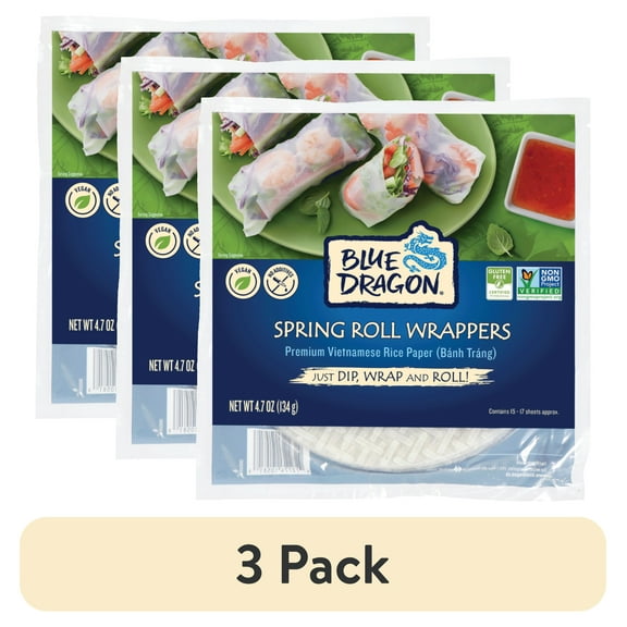 (3 pack) Blue Dragon Spring Roll Wrappers, 4.7 oz