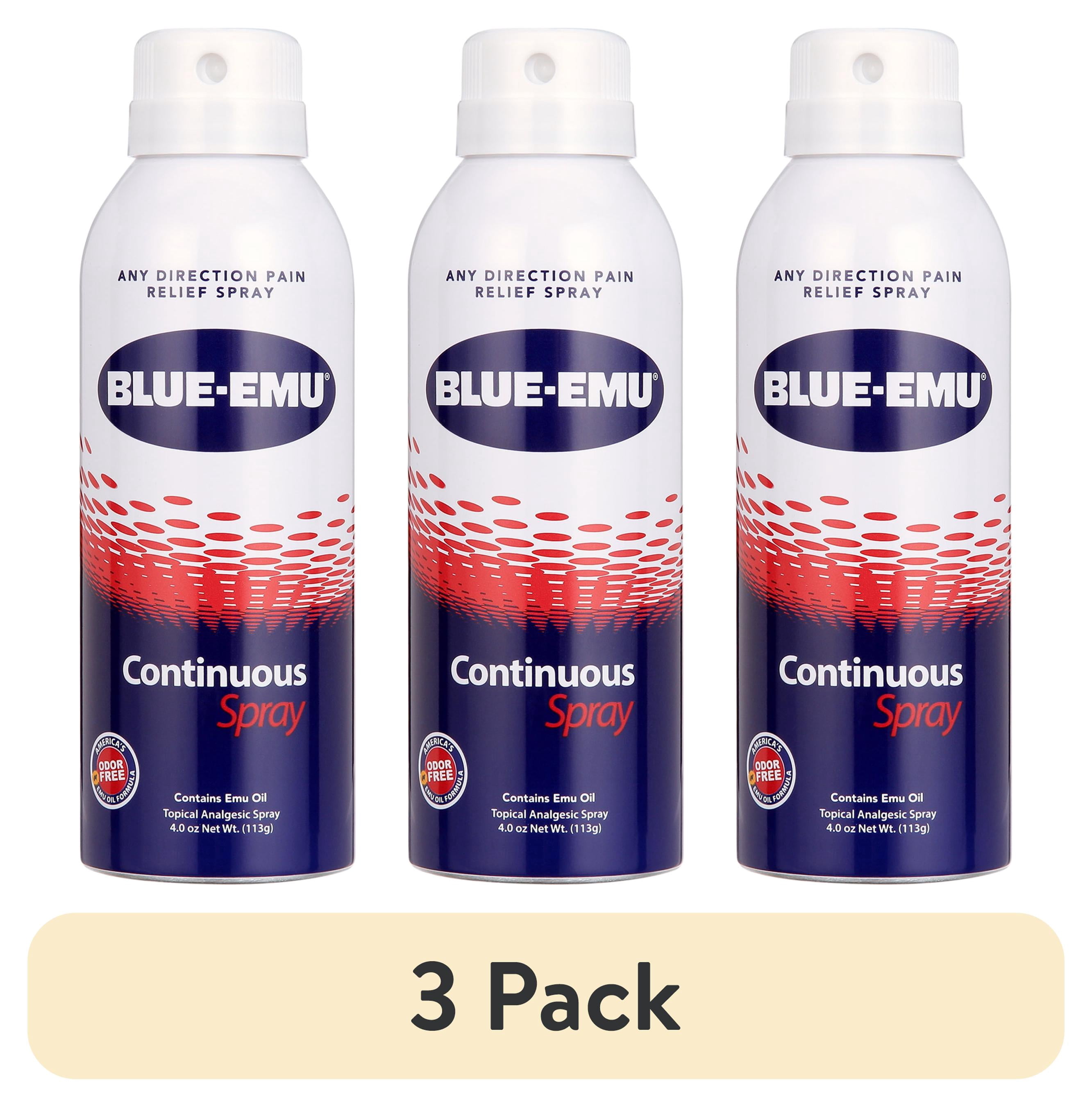 (3 pack) Blue-Emu Continuous Pain Relief Spray for Arthritis, 10% Trolamine Salicylate, 4 oz