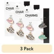 (3 pack) Blue Moon Beads Alloy Cowgirl Hat Charms Multi-Color-Unisex-Teen to Adult, 4 Pieces