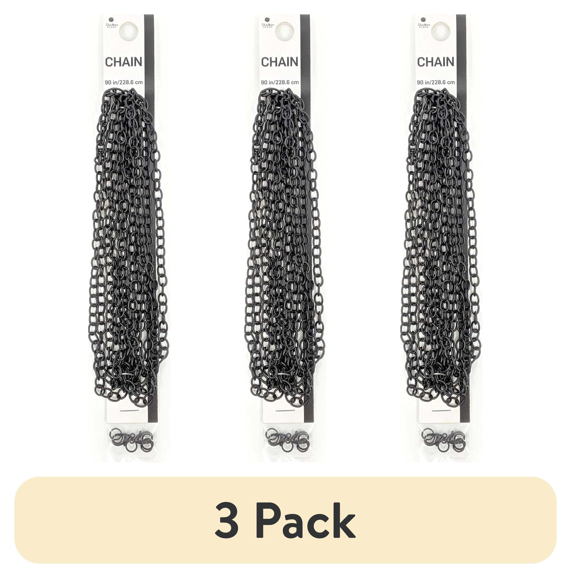 (3 pack) Blue Moon Beads Black Metal Cable Chain for Jewelry Making 90 Inches 1-pack