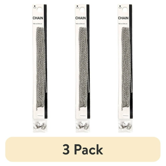 (3 pack) Blue Moon Beads Silver Metal Oval Cable Chain for Jewelry Making, 100 inches-Unisex-Teen to Adult