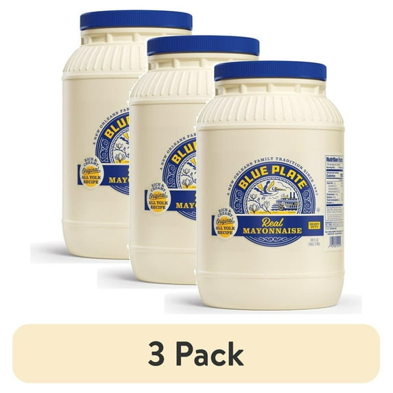 (3 pack) Blue Plate Real Mayonnaise, 128 fl oz Plastic Jar