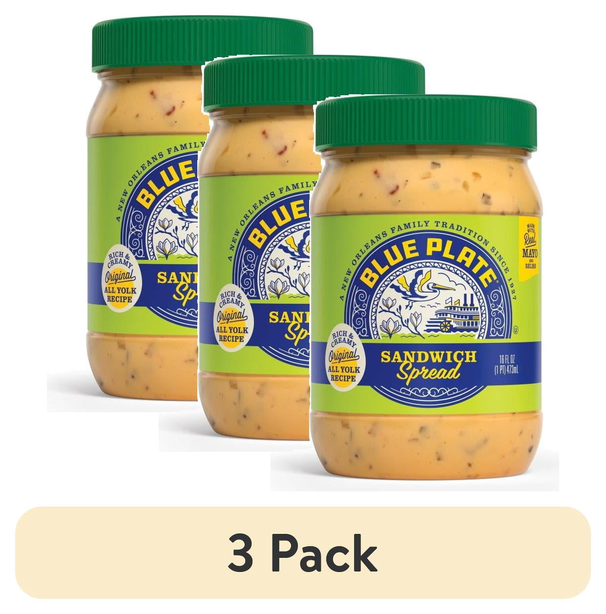 (3 pack) Blue Plate Sandwich Spread, 16 oz Plastic Jar