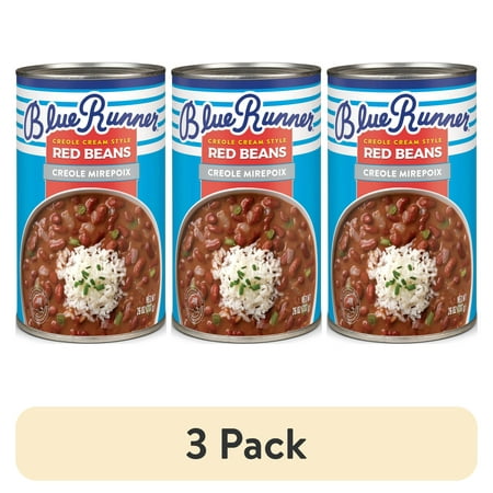 (3 pack) Blue Runner Creole Cream Style Red Beans with Creole Mirepoix, 26 oz Can, Heat and Serve