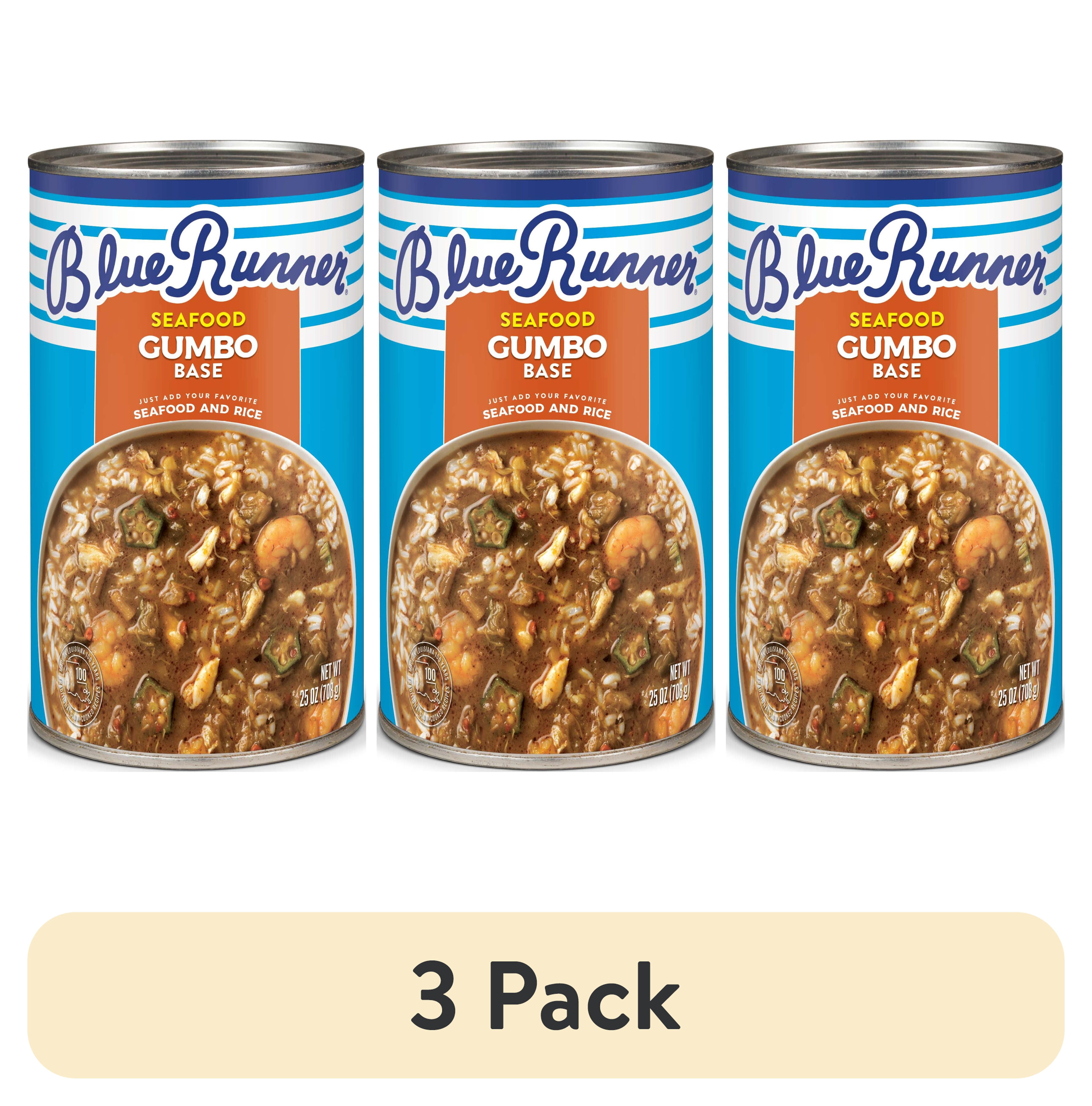 (3 pack) Blue Runner Foods Creole Seafood Gumbo Base, 25 oz Can - Ready to Cook