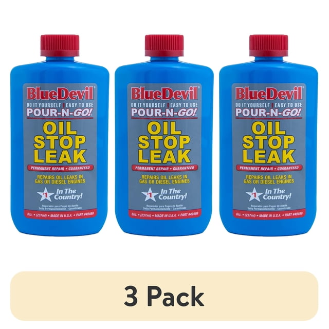 (3 pack) BlueDevil Oil Stop Leak 8 oz - Permanent Engine Oil Leak ...