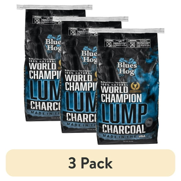 (3 pack) Blues Hog Lump Charcoal, Single Sourced for Heat & Smoke Consistency, 15.4 lbs