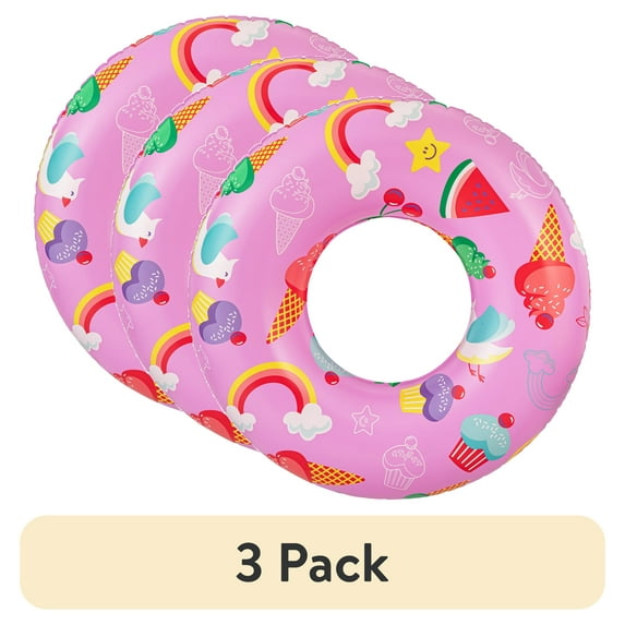 (3 pack) Bluescape Pink Sweets Inflatable Swim Tube Pool Float, for Kids & Adults, Age 9 & up, Unisex