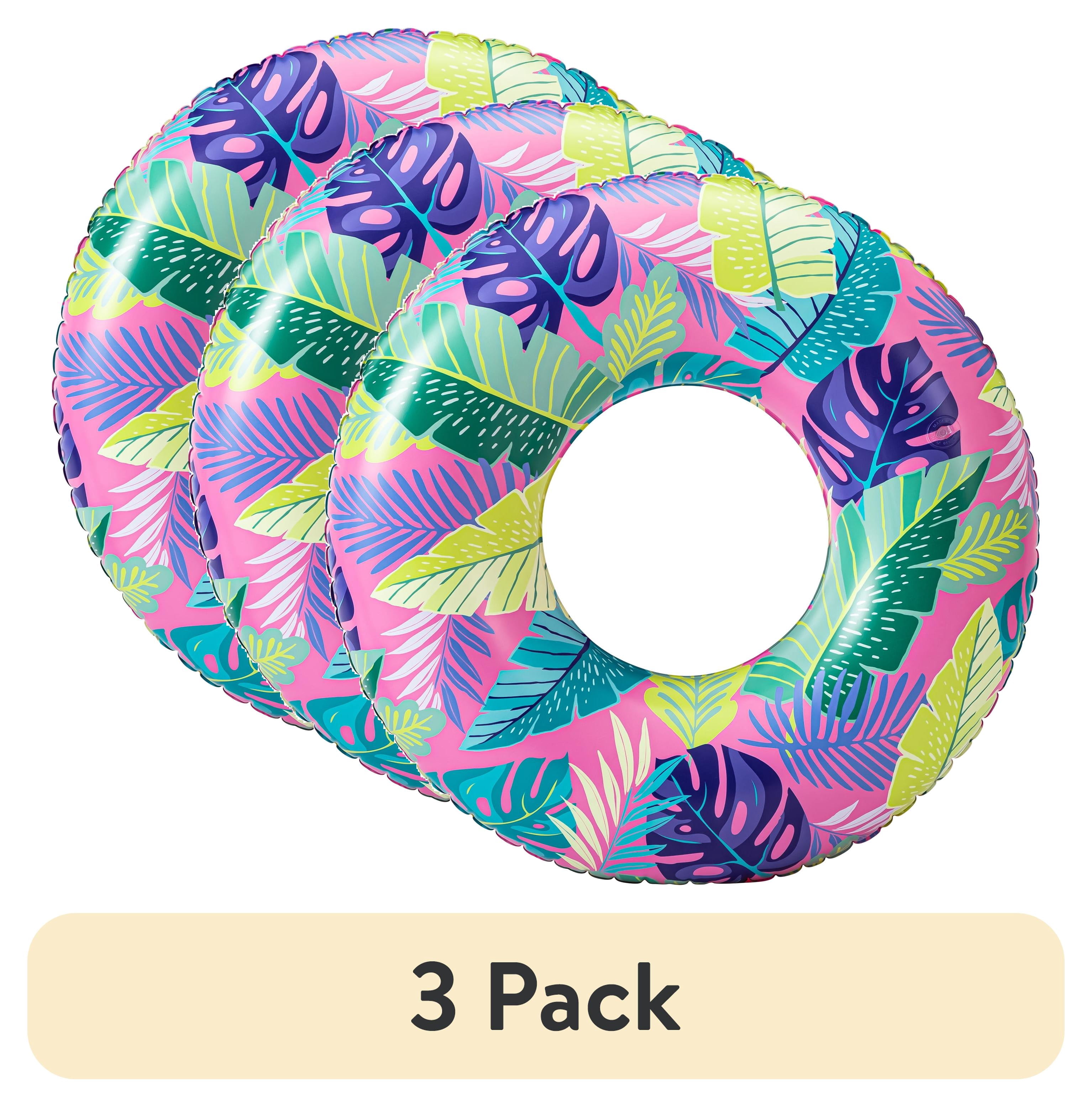 (3 pack) Bluescape Pink Tropical Inflatable Swim Tube Pool Float, for Kids & Adults, Age 9 & up, Unisex