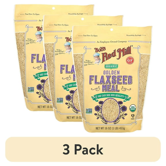 (3 pack) BobS Red Mill Organic Golden Flaxseed Meal, 16 oz