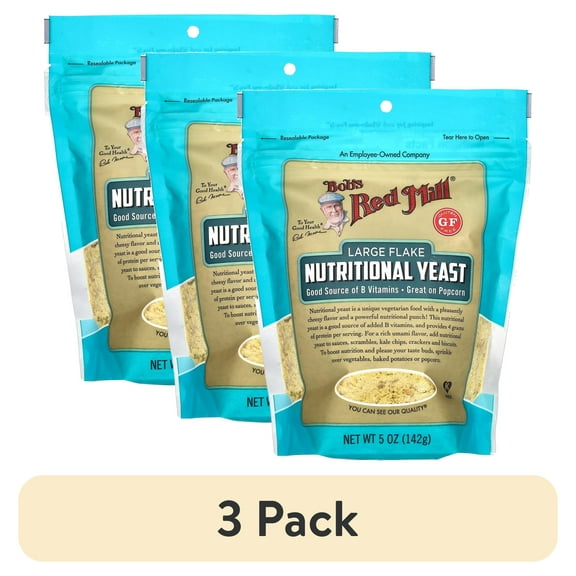 (3 pack) Bob's Red Mill Gluten Free Large Flake Nutritional Yeast, 5 oz