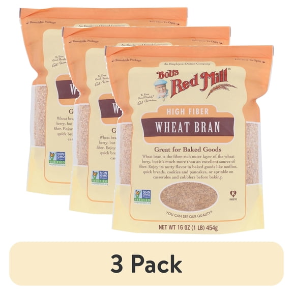 (3 pack) Bob's Red Mill High Fiber Wheat Bran 16 oz Pkg