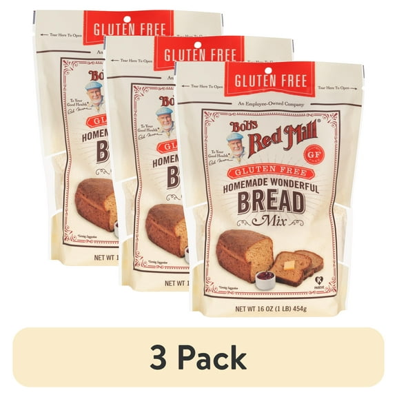(3 pack) Bob's Red Mill, Homemade Wonderful Gluten Free Bread Mix, 16 oz