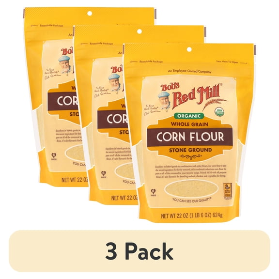 (3 pack) Bob's Red Mill, Organic Corn Flour, 22 oz
