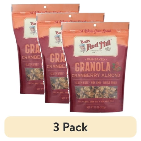 (3 pack) Bob's Red Mill, Pan-Baked Granola, Gluten Free, Cranberry Almond, 11 oz